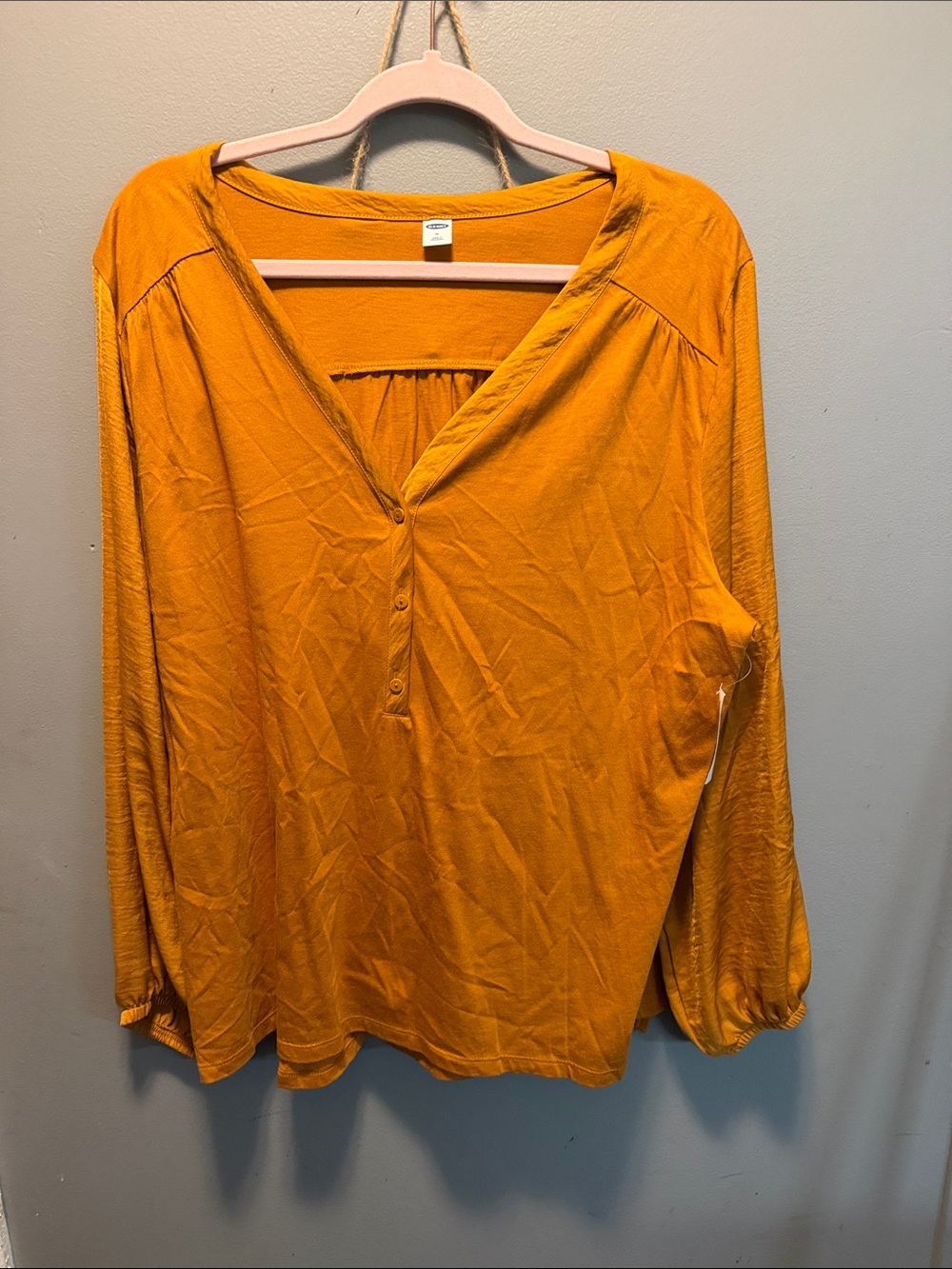 Old Navy Women's Golden Yellow Long-Sleeve Henley
